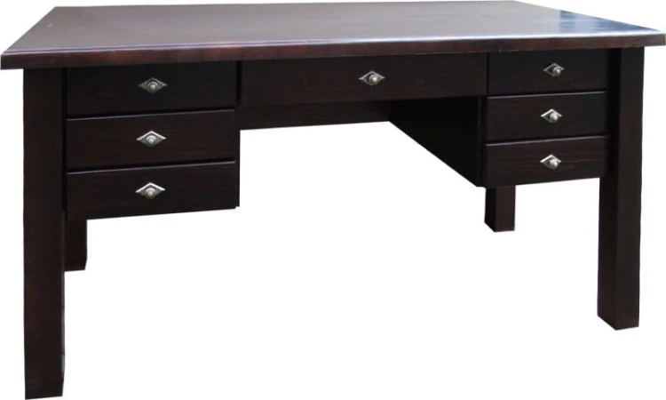 Biurko BDM-100 drewno lite w kolorze wenge, uchwyty stare złoto, nogi proste