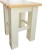 Taboret drewniany XL, kolor kryty ecru z blatem modrzew naturalny lakierowany