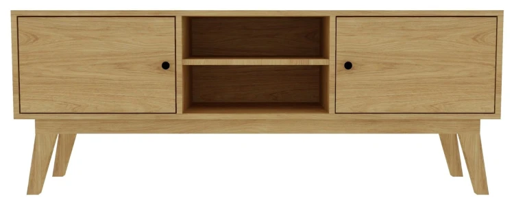 Stolik RTV dębowy FTV-2a dwie szafki i 2 półki