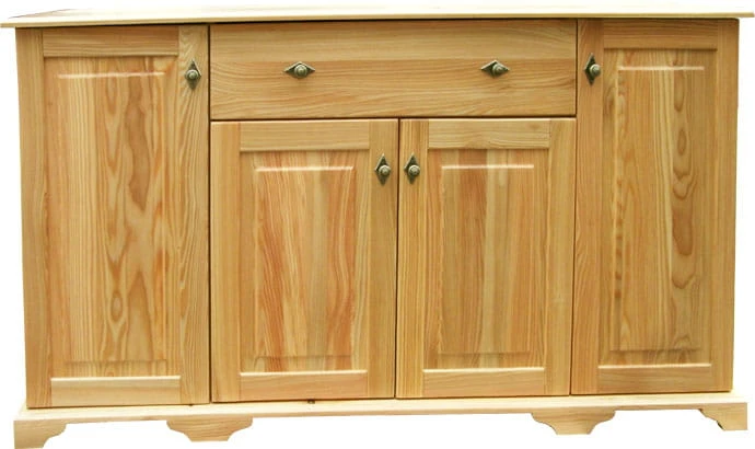 komoda drewniana KDM14g, modrzew lakierowany, front prosty, wieniec dolny profilowany