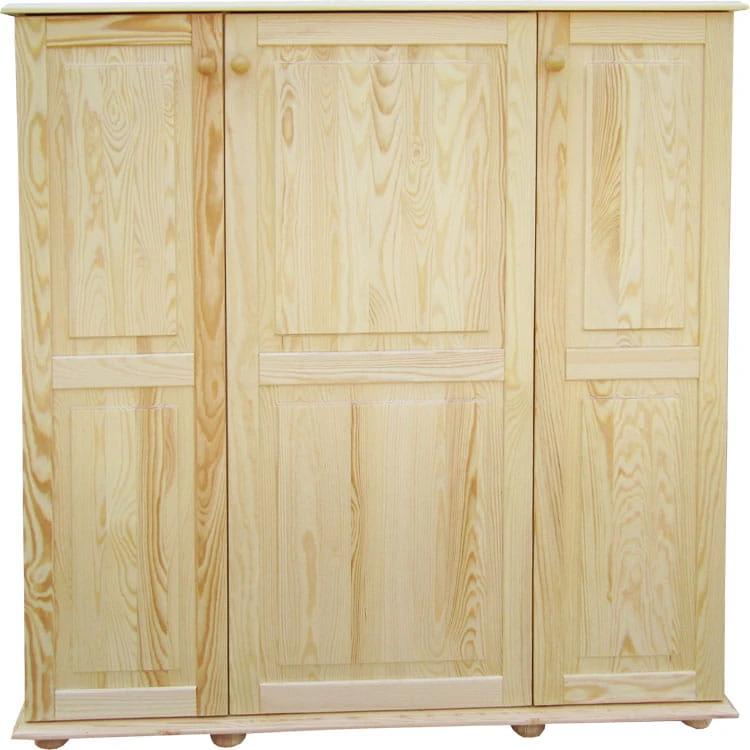 Komoda drewniana KDM-13c, drewno lite sosna, front prosty, wieniec dolny stopka, uchwyty drewniane gałki, front pełny