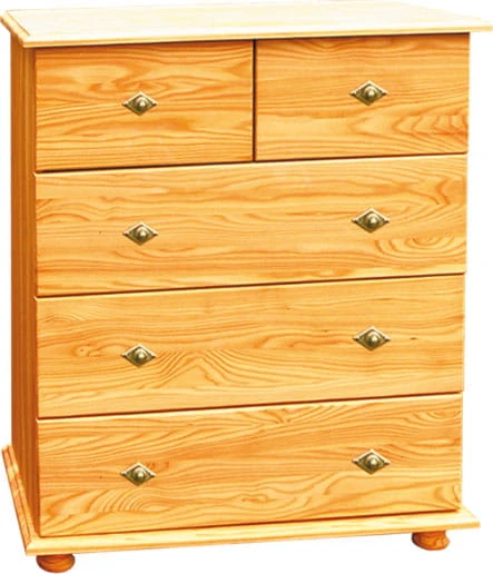 komoda drewniana KDM11a, drewno lite modrzewiowe lakierowane, stopka