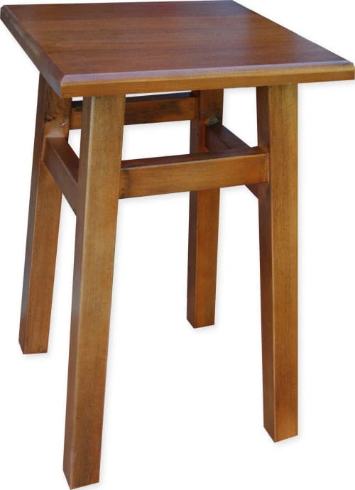 taboret drewniany prosty, wykończenie patyna brąz