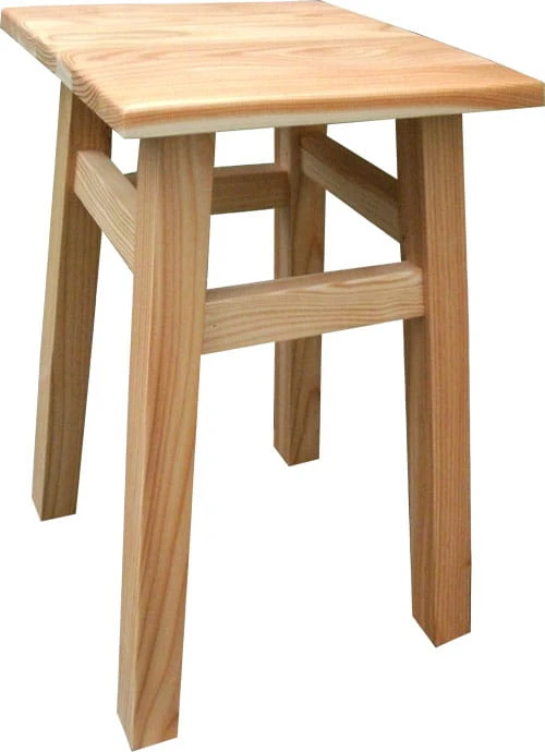 taboret drewniany prosty, drewno lite modrzew lakierowany
